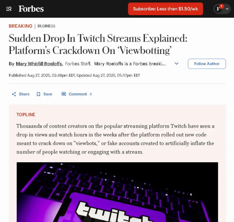 Twitch’s Latest Crackdown \- and Why Viewbotter is Still Ahead of It