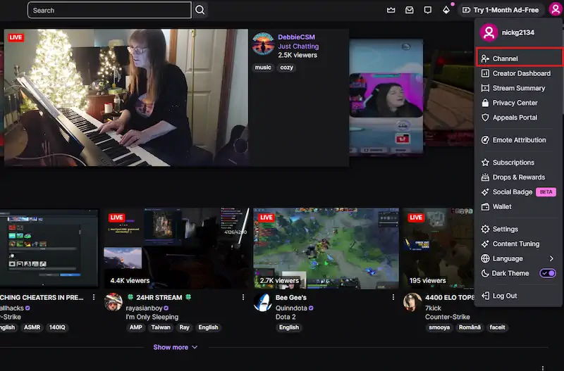 Click your profile picture in the top right corner of the screen